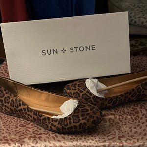 Sun + Stone Women's Brown Leopard Flats
